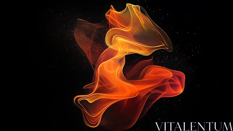 Flowing fire forms abstract composition with golden and crimson hues.
