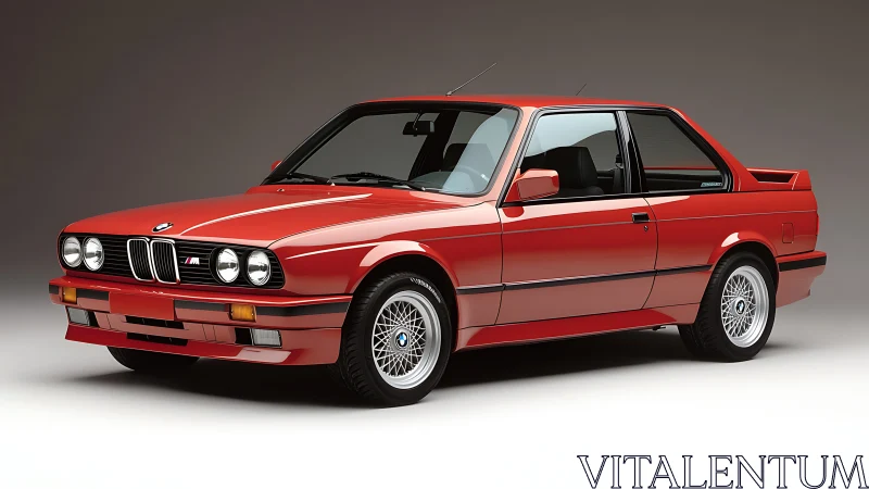 Scarlet classic coupe idol poised under studio calm light.