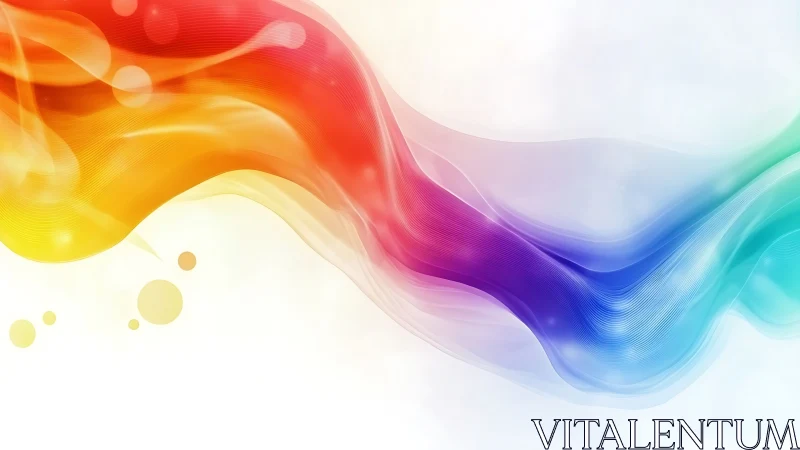 Curved multicolor gradient waves traverse a light background
