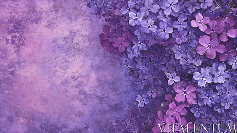 Purple Lilac Florals Against Textured Lavender Ground.