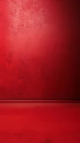 Red textured wall meets matching red floor in empty room