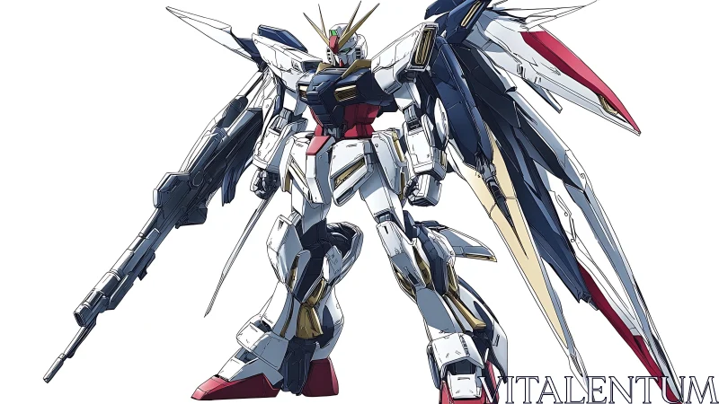 Winged mecha paladin poised for stellar frontline glory.