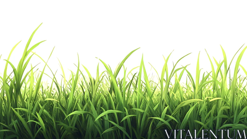 Lush green grass blades rendered against pure white background.