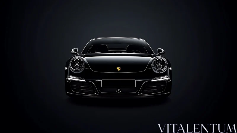 Sleek black sports car glowing softly against dark night.