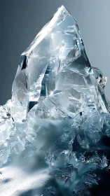 Glistening crystal peak catching soft winter morning light.