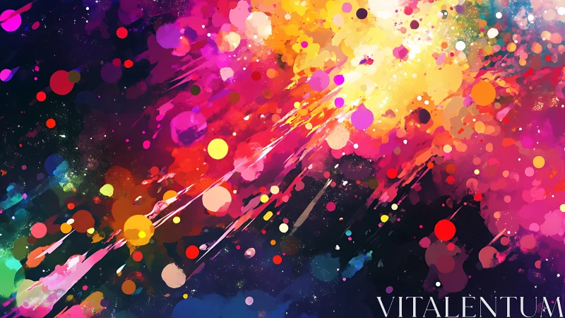 Explosive digital color burst over deep cosmic background.