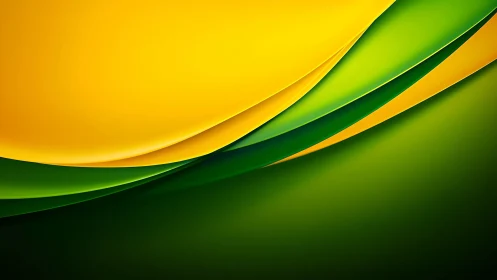 Curved yellow green abstract waves with layered gradients.