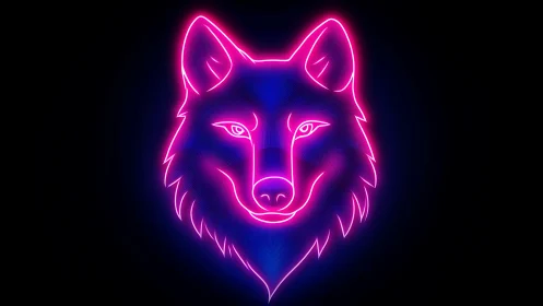 Neon wolf glow portrait pulsing with electric midnight color.