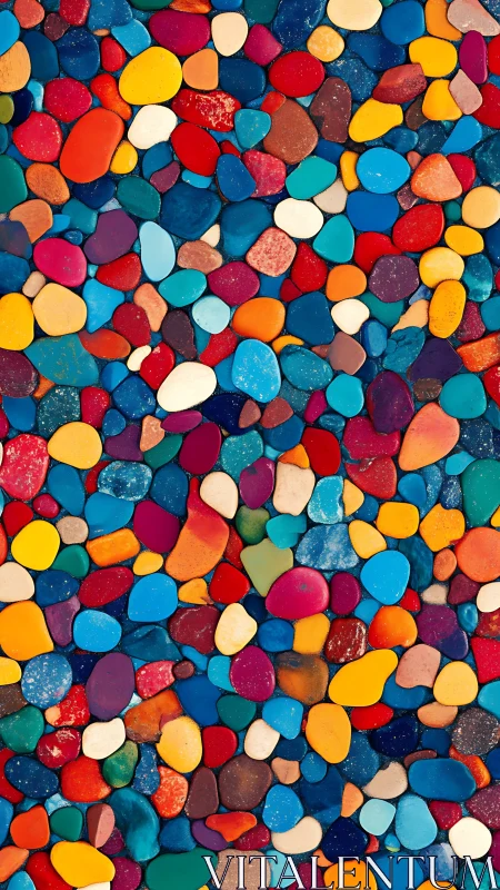 Colorful river stones create a joyful burst of playful energy
