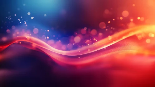 Luminous crimson waves over bokeh nebula gradient field.