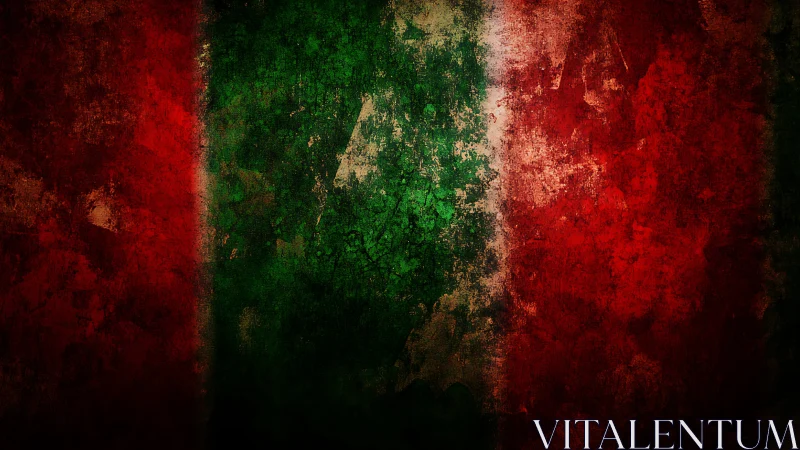 Grunge-textured tricolor flag with distressed surface finish.