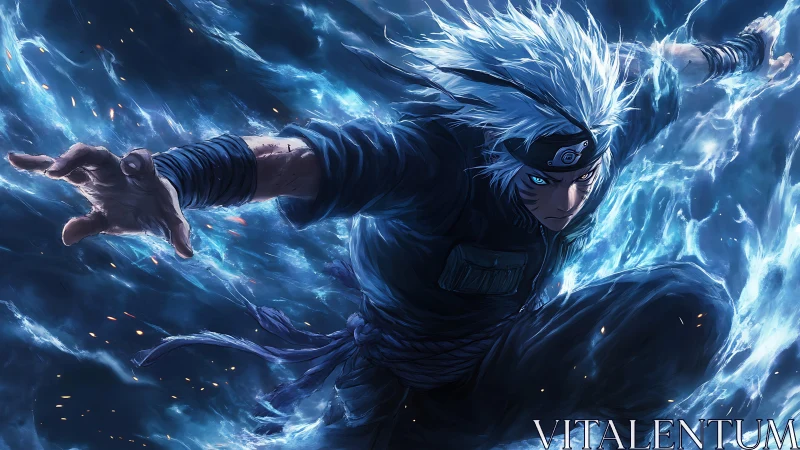 Electric ninja surges forward in a storm of crackling power