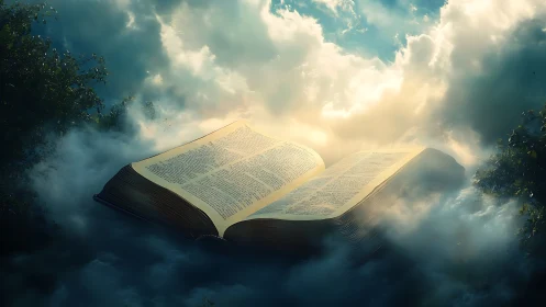 Skyborne scripture drifts through luminous storyclouds.