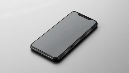 Sleek Black Smartphone Rests Confidently on Minimalist Neutral Stage.