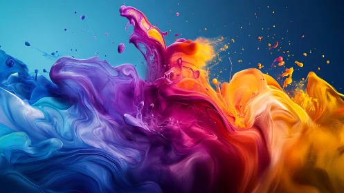 Colorful tides of paint collide in a joyful abstract burst.