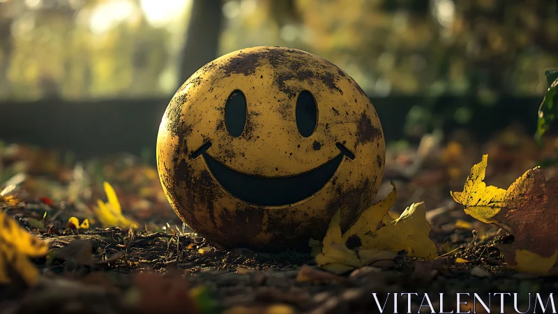 Grinning woodland smiley ball basking in autumn dustlight.