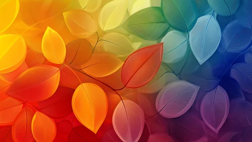 Chromatic leaf tessellation with gradient spectral diffusion.