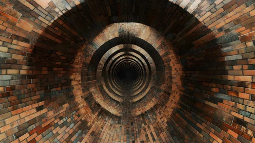 Brick tunnel with concentric circles in surreal perspective.