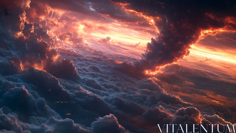 Storm-torn heavens ignite as molten twilight carves horizons