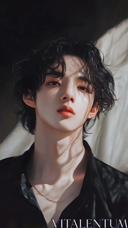 Soft sunlight on a quiet, soulful portrait moment.