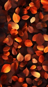 Digital illustration shows layered orange leaves on dark ground