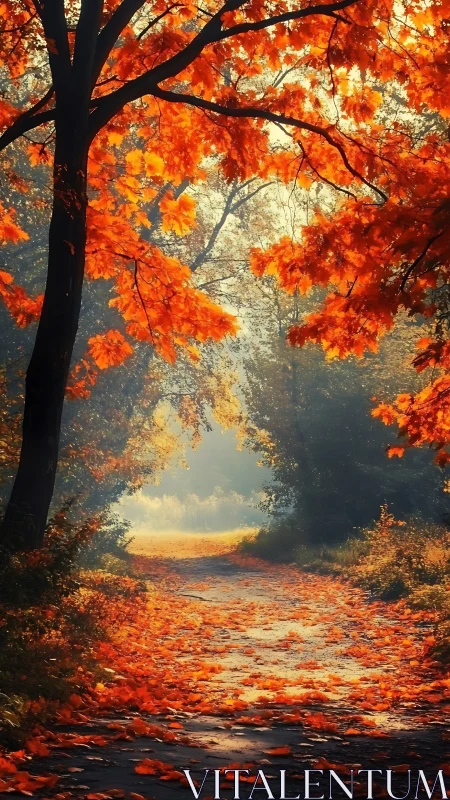 Radiant Autumn Path Where Golden Trees Create Magical Canopy