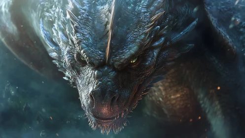 Stormscale dragon leans from the mist with molten intent.