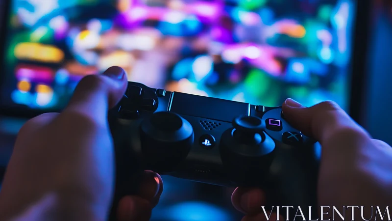 Gaming Controller in Neon Environment.