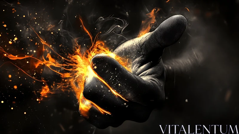 Hand Holds Ignited Light Bulb with Explosive Fire Effect.