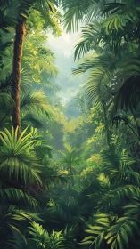 Tropical Jungle Canopy Path Through Lush Vegetation