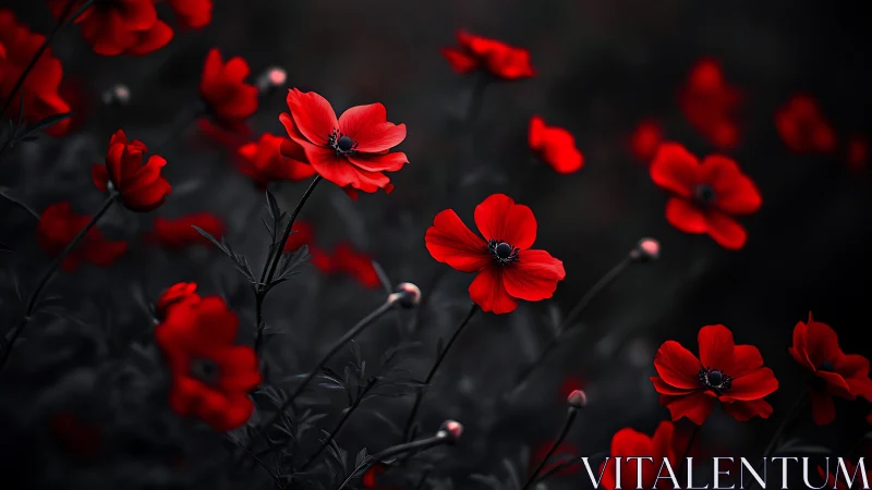 Radiant Red Blooms Against the Darkness.