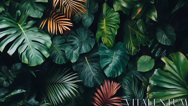 Lush tropical leaves create a calming jungle embrace