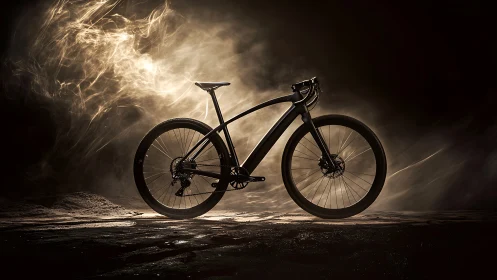 Gravel Bike Silhouette Against Ethereal Golden Light.