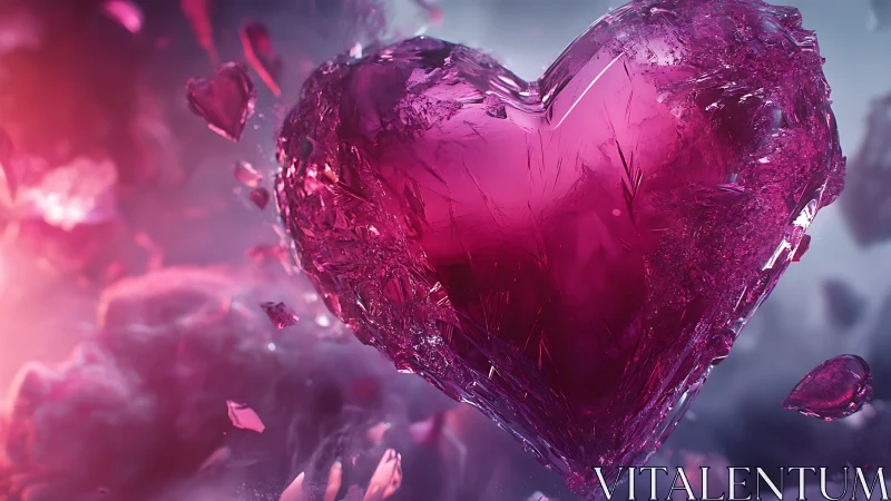Crystal Heart in Magenta Light Field