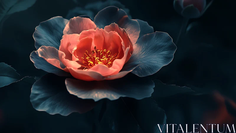 Luminous Blossom Glows Against Midnight Waters in Ethereal Dance