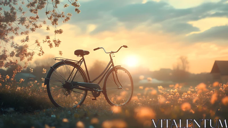 A Bicycle's Golden Hour: Peaceful Moments in Nature's Glow.