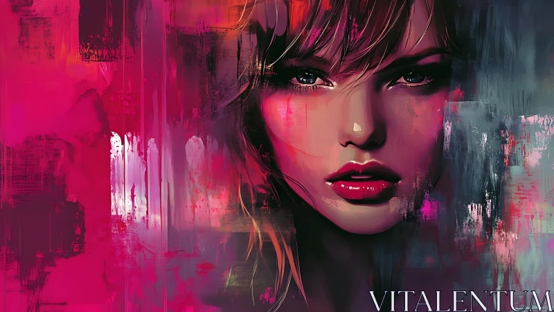 High-contrast digital portrait merges realism with abstract neon fields