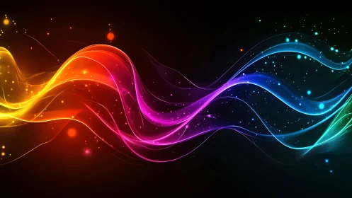 Colorful light waves drifting through a dreamy night sky.