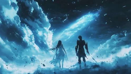 Starlit stormwalkers stand before a glowing sky rift.