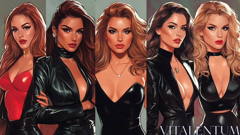 Confident women in sleek leather outfits share bold style