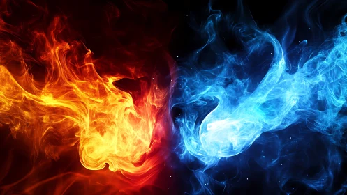 Fire and Ice: Opposing Elemental Forces in Dynamic Collision.