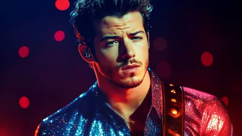 Charismatic guitarist shines under colorful stage lights