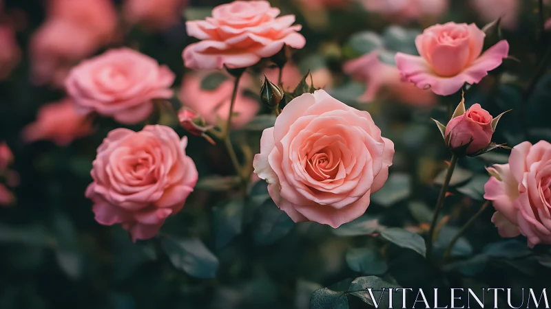 Blushing Garden Dreams: Peachy Roses in Soft Bloom.