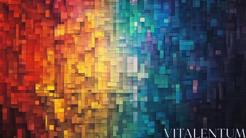 Geometric chromatic spectrum grid in digital painting abstraction.