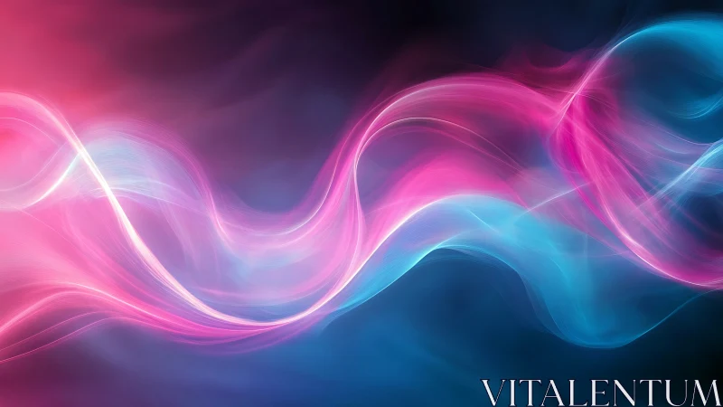 Neon light waves flow across a dark cosmic gradient background.