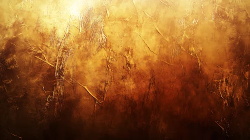 Molten gold drifts across a textured twilight wall of light