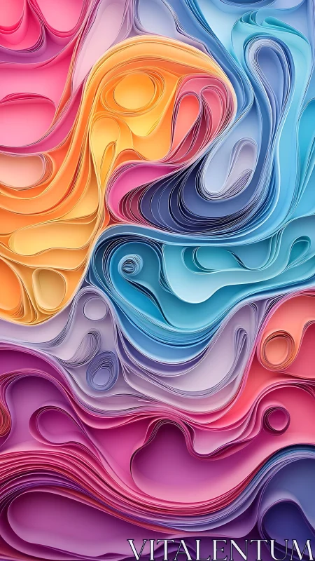 Layered chromatic paper waves with fluid abstract gradients.