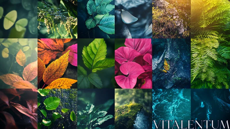 Vibrant botanical collage captures rich forest color spectrum