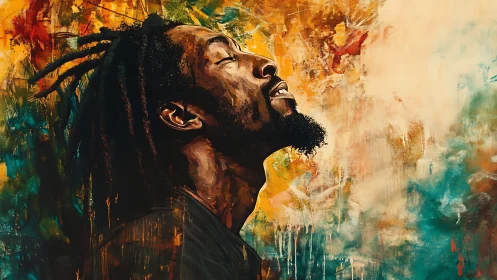 Side profile portrait in vivid abstract painted colors.