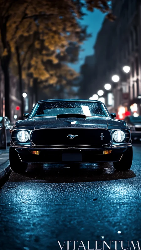 Classic muscle car rendered in cinematic nocturnal street lighting